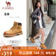 駱駝（CAMEL）王俊凱同款馬丁靴戶外工裝大黃靴女 GF122W7790 金黃 38