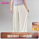 笛莎童裝女童2025夏季中大童芭蕾風(fēng)蝴蝶結闊腿褲 米色 150