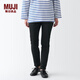 無(wú)印良品 MUJI 女式 棉彈力牛仔 緊身褲 褲子 長(cháng)褲 休閑褲丹寧回潮 黑色3S 26inch
