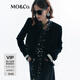 MO&Co.夾克外套輕奢鉆石絨墊肩短款箱型解構拼接袖外套小香風(fēng)摩安珂 黑色 S 160