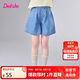 笛莎童裝女童短褲2025夏季中大童休閑簡(jiǎn)約百搭牛仔短褲 牛仔蘭 130