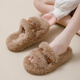 俞兆林（YUZHAOLIN）毛毛拖鞋女外穿秋冬厚底毛絨家居棉拖鞋男韓版 YO681 卡其 38