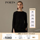 PORTS寶姿新品女裝氣質(zhì)百搭開(kāi)衩袖毛衫LN9K472JXF030 黑色混色 M/L