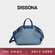 DISSONA迪桑娜女包中號(hào)老花折耳包手提單肩包斜挎包托特包 牛仔色-中號(hào)