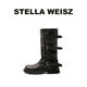 STELLA WEISZ傳祺女鞋堆堆褲管靴馬丁靴騎士靴女中長筒靴煙筒靴子2025秋新款 黑色中筒 39