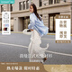 茵曼純色寬松襯衫春女裝洋氣休閑打底內(nèi)搭長袖白襯衣上衣 淺水藍 M 