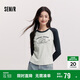 森馬（Semir）長袖T恤女拼色插肩袖小狗套頭衫鹽系潮冬季抓毛衣服101724101010