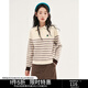 初語(yǔ)條紋毛衣女套頭修身2023冬季新款小個(gè)子POLO領(lǐng)寬松顯瘦針織衫 杏白條 XL