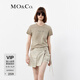 MO&Co.【涼感】T恤夏啞光鉚釘臟染褪色dirtyfit彈力正肩美式摩安珂 甘草綠色 S 160