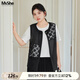 MsShe【天絲萊賽爾】大碼女裝2025秋裝胖mm新中式國風(fēng)盤帶繡馬甲 黑色現(xiàn)貨 3XL