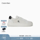 Calvin KleinJeans25女士復古ck皮革拼接印花厚底休閑運動(dòng)板鞋禮物YW01769 01W-白色/黑色 36