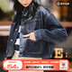 馬登女裝 復(fù)古水洗丹寧牛仔外套明線寬松翻領(lǐng)休閑短款?yuàn)A克秋七夕禮物 深藍(lán)色 馬登工裝 M