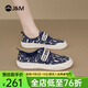 快樂(lè )瑪麗（J&M）休閑鞋女鞋2025春季新款懶人一腳蹬厚底樂(lè )福鞋百搭單鞋帆布鞋板鞋 深藍色 37 (曬圖送20元紅包）