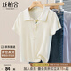 絲柏舍短袖針織衫2025夏裝新款女裝時(shí)尚簡(jiǎn)約翻領(lǐng)套頭短款上衣