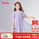 笛莎（DEESHA）童裝兒童女童公主裙2025夏季新款中大童甜美針織網(wǎng)紗連衣裙 夢幻紫 130
