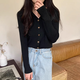 妙奕嘉衣服女裝秋季針織衫打底衫內(nèi)搭洋氣長(zhǎng)袖上衣早秋穿搭2025年最新款 polo領(lǐng)金屬紐扣針織衫【黑色】 均碼 【建議80-125斤】