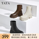 他她（TATA）明星同款軟糖靴厚底彈力靴加絨瘦瘦靴女短靴冬CFK01DZ4 黑色 37