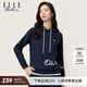 ELLE ACTIVE 經(jīng)典百搭運(yùn)動(dòng)休閑連帽衛(wèi)衣女裝初秋簡(jiǎn)約字母印花顯瘦套頭衫 藏青色 M