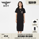BOY LONDON【夏日畫廊】夏女士長(zhǎng)裙顯瘦開叉寬松黑色連衣裙W17703 黑色 M