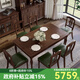方寸毫厘美式全實(shí)木餐桌長(zhǎng)方形家用白蠟?zāi)緦?shí)木餐臺(tái)小戶型中古風(fēng)吃飯桌子 1.6米餐桌+6張雙叉皮椅 深胡桃色