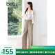 百圖betu女裝2025夏季新款休閑褲100%萊賽爾纖維闊腿褲褲子女2505T62 卡其 S