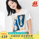 金菊【馬頭印花】雙縐夏季特價短袖上衣100%桑蠶絲真絲連帽真絲T恤女 白色 XL
