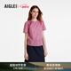 AIGLE艾高短袖襯衫春夏經(jīng)典款女士上衣Liberty印花戶外休閑時(shí)尚 品紅色 AV037 36
