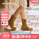 森達(dá)西部靴女2025冬新戶外機(jī)車風(fēng)皮帶扣厚底中筒靴ZTI22DZ5 棕色 35