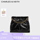 CHARLES&KEITH子母鏈條大容量流浪包托特包單肩斜挎包女包七夕禮物CK2-40671449 Black黑色 L