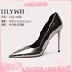 Lily Wei尖頭細(xì)跟時(shí)裝高跟鞋性感百搭槍色職業(yè)單鞋大碼情人節(jié)禮物 槍色【跟高10cm】 36