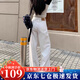 蘿美醬白色牛仔褲女純棉闊腿窄版春秋2025新款高腰寬松顯瘦垂感直筒褲子 白色牛仔褲常規 L