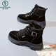 啄木鳥(niǎo)鞋子女2025冬季新款加絨加厚保暖雪地靴厚底棉鞋高幫運動(dòng)女鞋 黑色 39