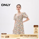 ONLY夏季時尚顯瘦泡泡袖收腰短裙連衣裙女|124207055 H4G 綠色油畫花叢滿印 XS (155) 76A