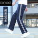 UOOROSE  春夏季校服長褲男女高中學(xué)生兩道杠運(yùn)動褲寬松薄款一道杠白邊校 藏藍(lán)色 雙白條 XL