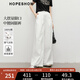 紅袖100%棉牛仔褲2025夏季新款女裝中腰顯瘦寬松大闊腿休閑百搭長褲子 本白001 L