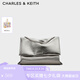 CHARLES&KEITH大容量純色鏈條郵差包單肩腋下包包女包婚包七夕禮物CK2-20271514 Pewter錫灰色 大包