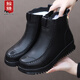 鮟鱇老北京布鞋女棉鞋加厚純羊毛媽媽鞋防水東北雪地靴A8003 黑色 37