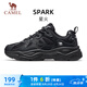駱駝（CAMEL）男鞋厚底增高緩震老爹休閑運動鞋子 K15CX4L4018 黑/城堡灰 44