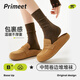 PRIMEET派米灰色襪子女秋冬款堆堆襪卷邊中筒襪黑白春秋長(cháng)襪配小皮鞋棉襪