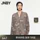 JNBY/江南布衣春秋襯衫女趣味圖案印花棉質(zhì)寬松休閑通勤5O7215850 077/雜灰咖 XS