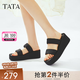 他她（TATA）休閑厚底拖鞋女鞋松糕外穿坡跟涼拖2025秋季新款CT401BT5 黑色 37