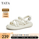 他她（TATA）白色沙灘涼鞋女軟底松糕鞋外穿百搭夏季新款WDP01BL3 米白 35