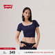 Levi's【商場同款】李維斯25年夏季新款女士針織休閑短袖T恤0019T 靛藍 L