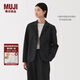 無印良品（MUJI）女式漢麻棉襯衫式夾克女長袖外套25年夏季西裝小西服女裝BD0ZZC5S 黑色 L （165/88A）