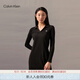 Calvin KleinJeans春夏女士氣質(zhì)通勤ck簡(jiǎn)約字母V字顯瘦針織POLO連衣裙J224781 BEH-太空黑 S