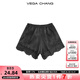 VEGA CHANG蕾絲花邊高腰平腿褲2025年新款舒適提臀防走光短褲女安全褲打底褲 黑色