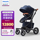 新安怡（AVENT）高端嬰兒車(chē)0-3歲用折疊嬰兒推車(chē)可坐可躺懸架式避震 基礎(chǔ)款-皇家藍(lán)【雨罩+蚊帳】