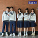 合唱朗誦演出服初中生高中生小學(xué)生班服套裝學(xué)院風(fēng)校服背心三件套 女白背心+白長袖+藍(lán)中裙+藍(lán)冠花 2XL