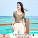 香影【抗菌】正肩t恤女短袖2025年夏季新款小個(gè)子修身低圓領(lǐng)上衣 卡其色 S
