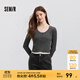 森馬（Semir）毛衣女短款假兩件正肩顯瘦2025春季新款緊身絞花毛衫慵懶氣質(zhì) 白灰色調00312 M 160/84A